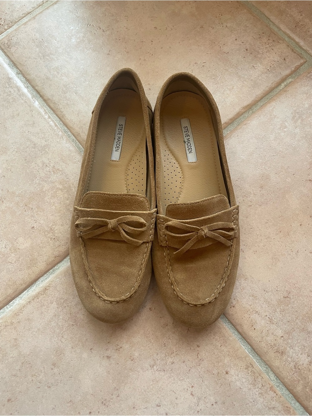 Steve Madden Women's Suede Bow Penny Loafers in Tan